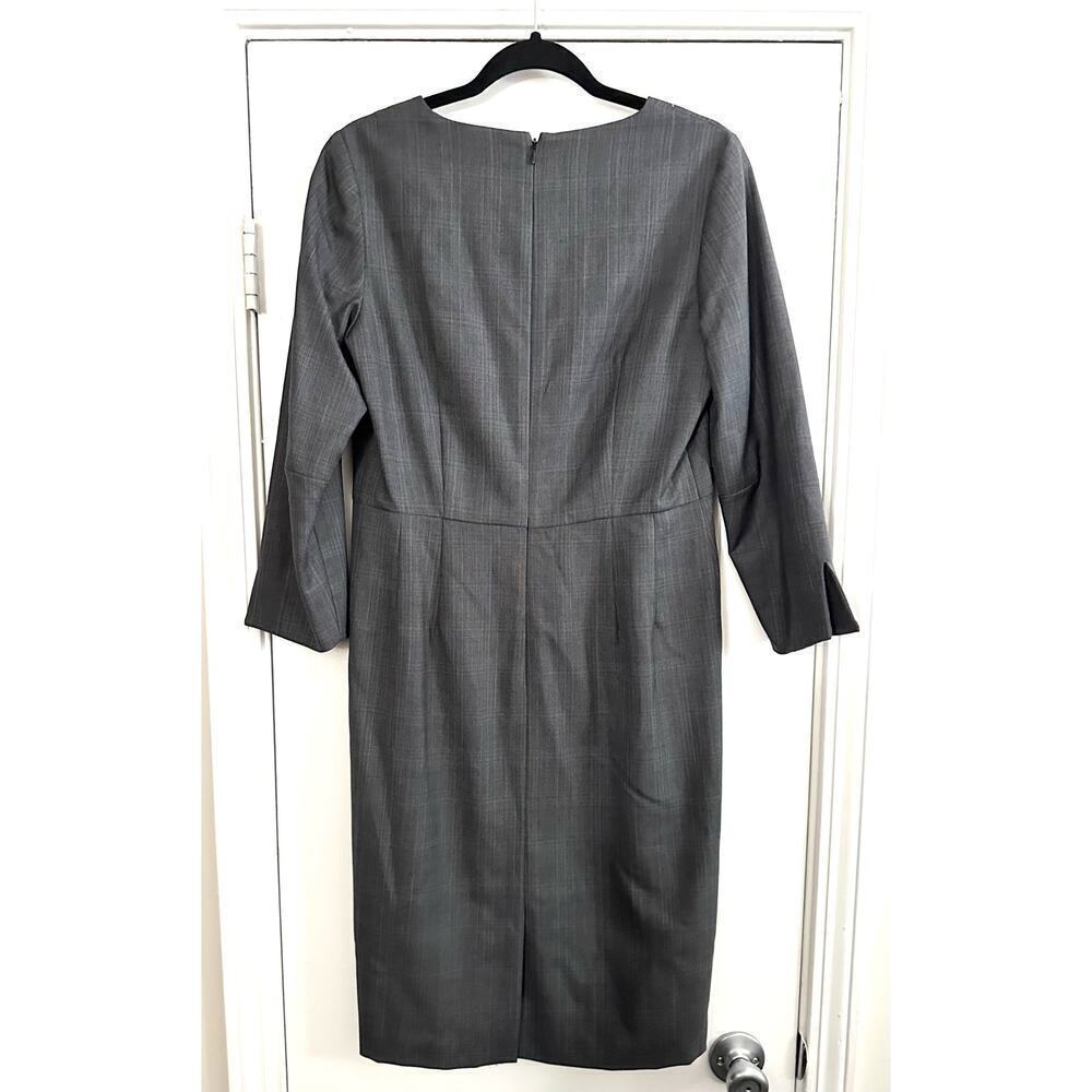 PENDLETON Gray Plaid 3/4 Split-Sleeve Virgin Wool Below-Knee Midi Dress - Sz 8 - Picture 7 of 7